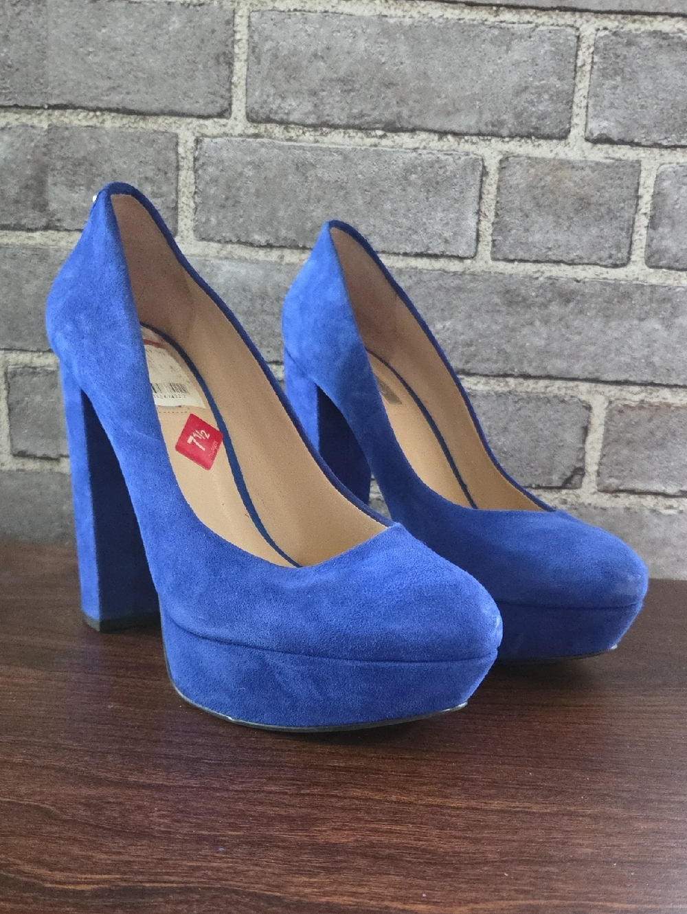 Guess Blue Suede Platform Pumps